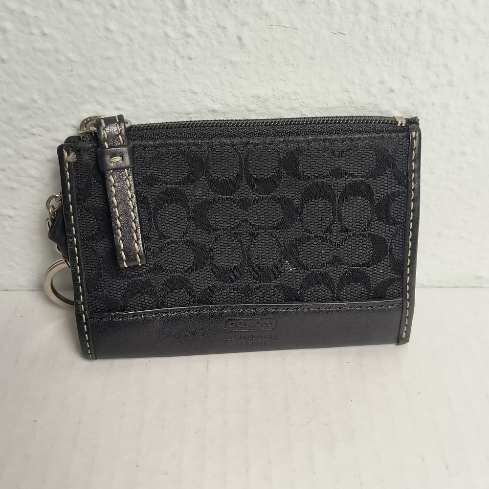 Coach Black Mini Wallet Card Holder & Key Coins Bag Vintage Y2K - Picture 2 of 6